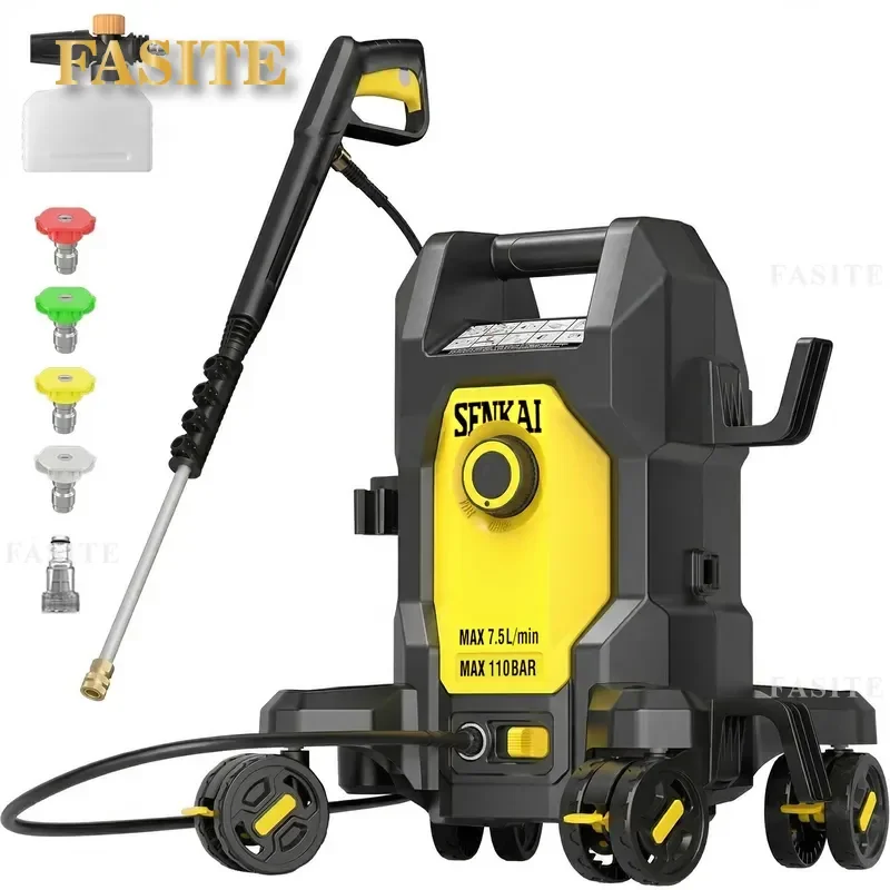 For 220V High Pressure Washer 1800W Portable Four-Wheel Car Washing Machine Household Cleaning Tool