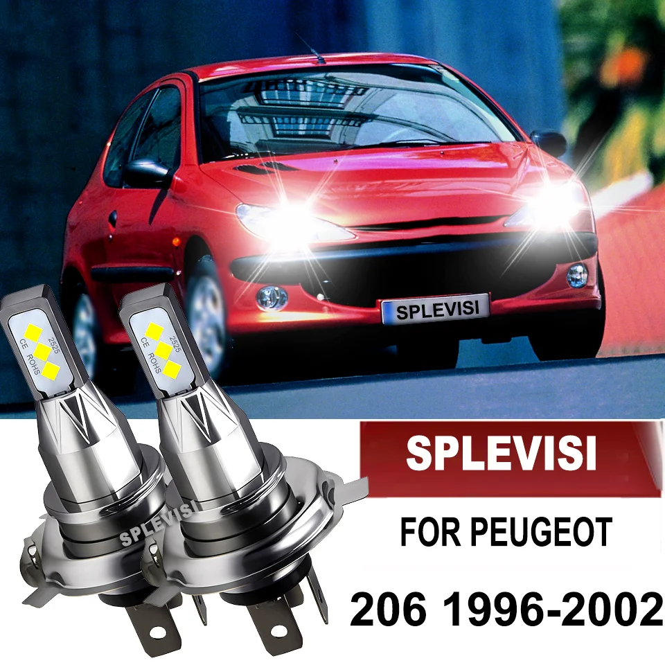 

6000K White LED 6000LM High Brightness Headlight H4 Lamp For PEUGEOT 206 1996 1997 1998 1999 2000 2001 2002