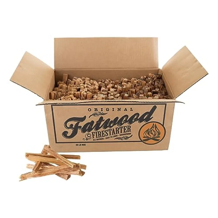 

Fatwood Fire Starter Sticks 25lb Box - Indoor or Outdoor All Natural Pine Fire Starters for Campfires, Fireplace, Firepit, Wood