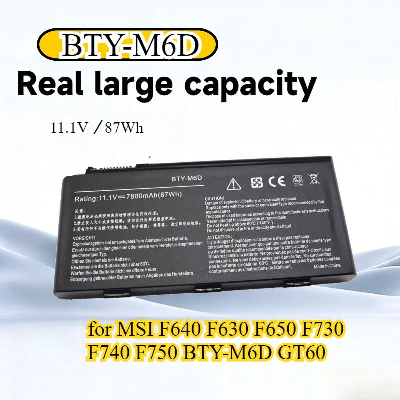 

High Quality BTY-M6D Laptop Battery for MSI F640 F630 F650 F730 F740 F750 BTY-M6D GT60