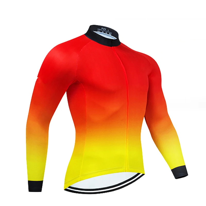 Fluorescent Yellow Men Autumn Bicycle Clothing Road Racing Clothes Breathable Spring Bike Shirt Long Sleeve Cycling Jersey