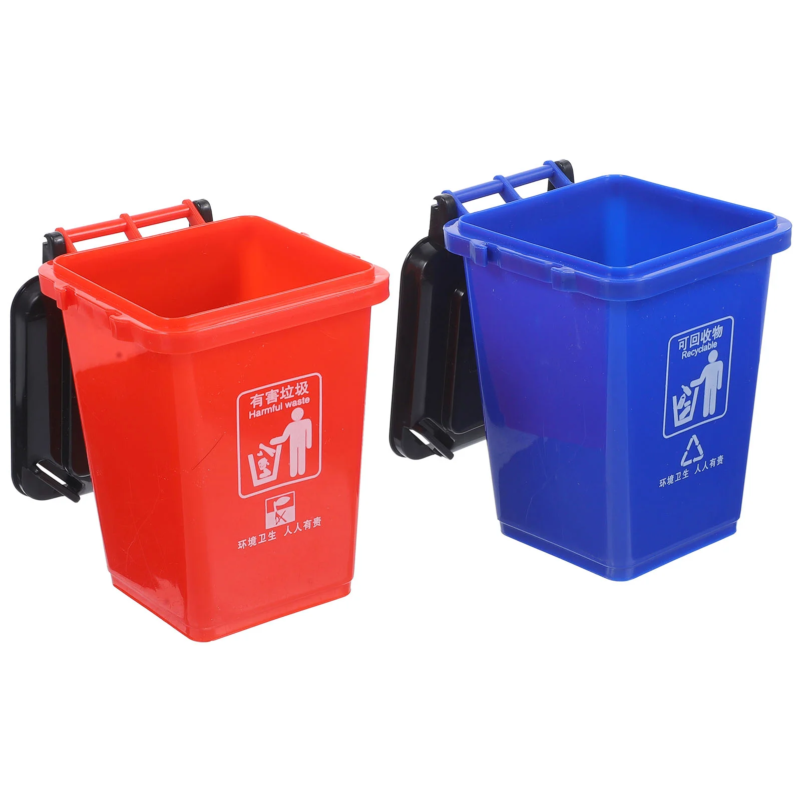 

2 PCS Desk Organizers and Storage Trash Can Pen Holder Car Small Garbage with Lid Child