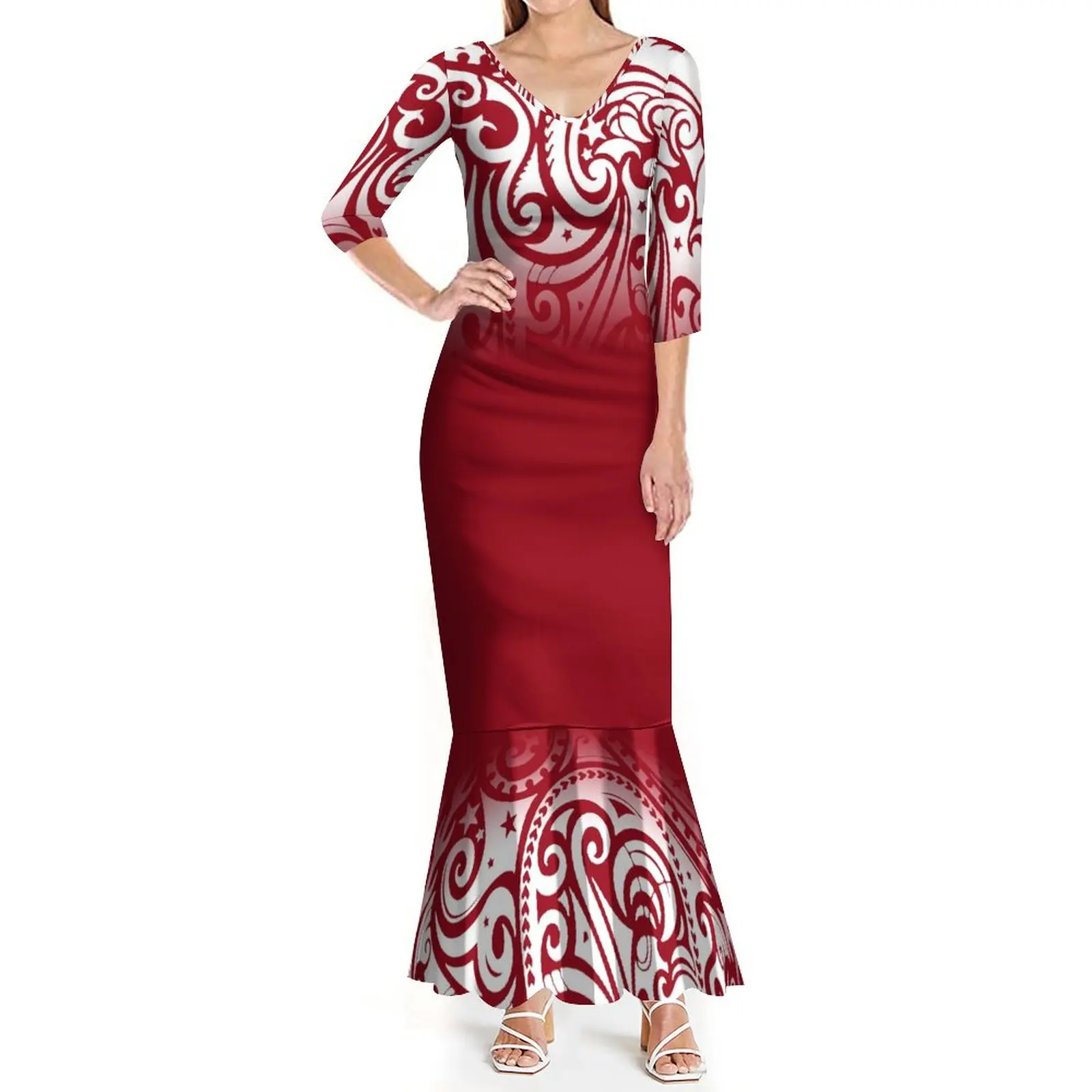 

Polynesian Custom Women's Dress Slim Fit Style Dress Banquet Dress 2023 New Design Summer Mid Sleeve Cool Fabric