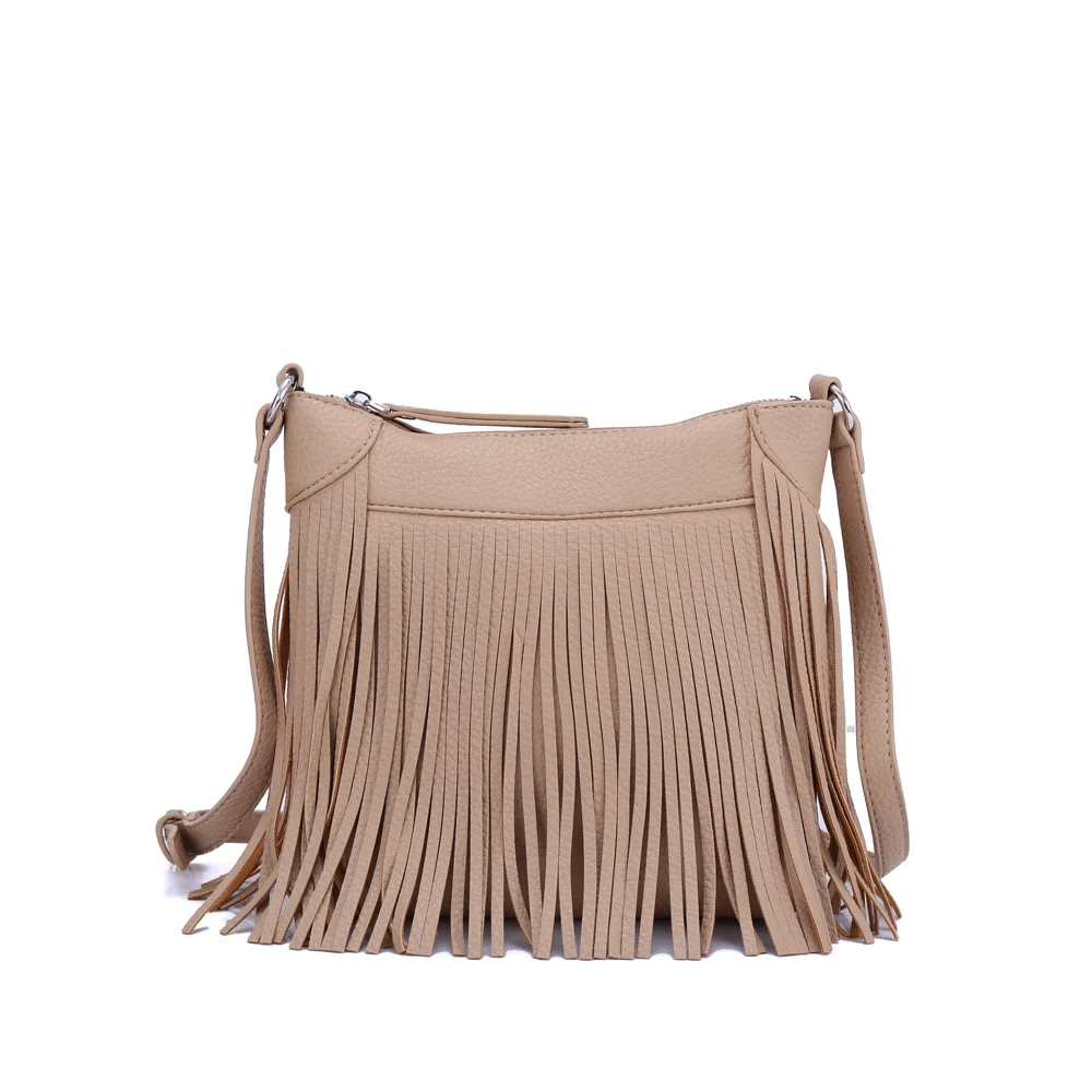 Spring Cute Mini Shoulder Bag, Fashion Messenger Bag with Long Fringes, Vegan Leather Crossbody Bags for Women