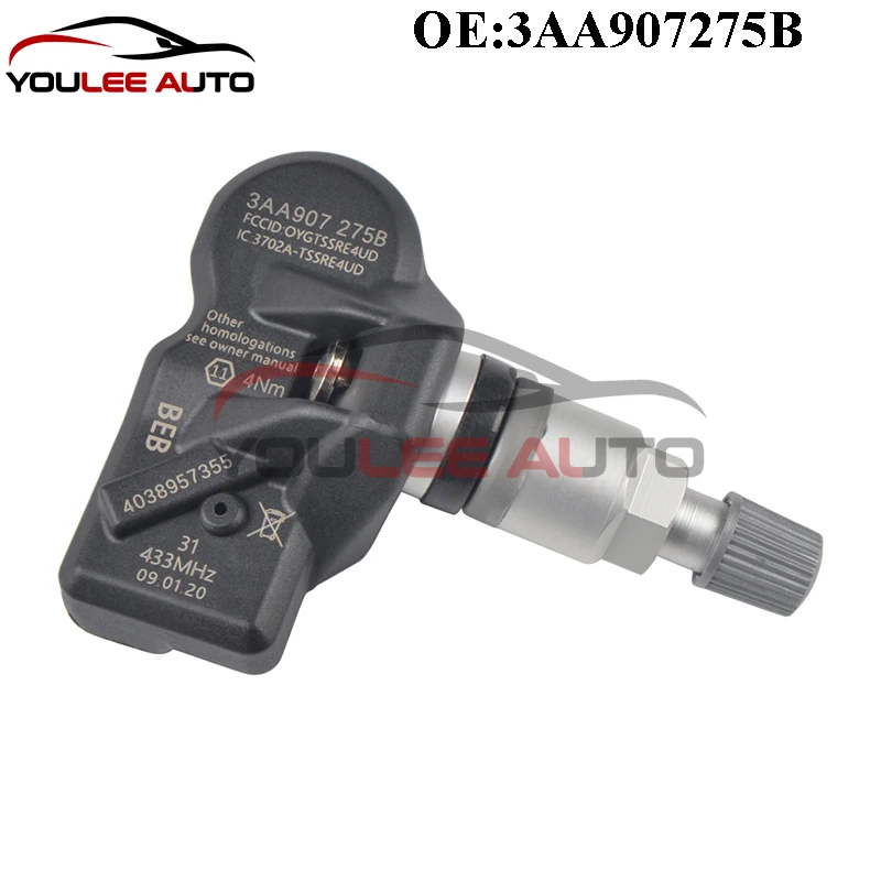 4 szt. Nowy 3AA907275B 3AA907275 Czujnik ciśnienia w oponach TPMS 433MHZ do Volkswagen CC 11-17 Passat B6 10-15 Tiguan 12-21 Auto Parts