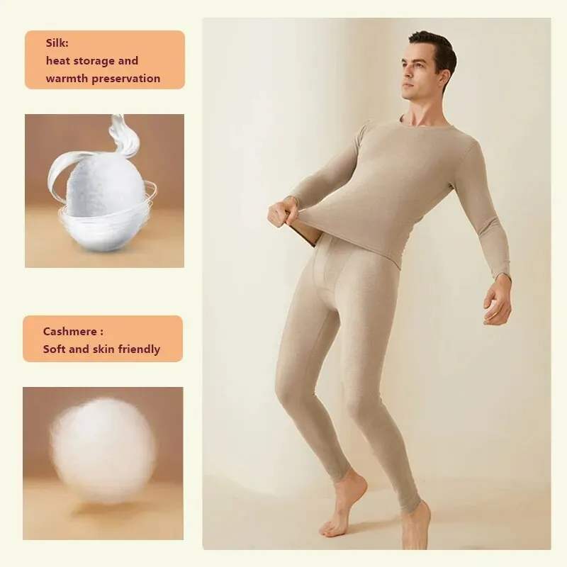 Men Winter Thermal Underwear Set Resist Cold Currents Instantly Lockde In Heat Breathable and Comfortable