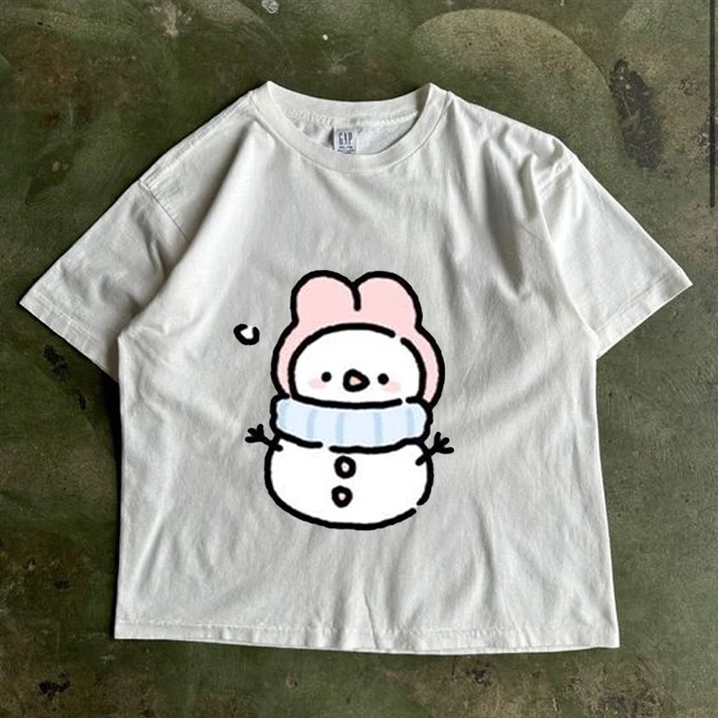 Japanese Anime My Melody Printed Summer T-shirt Women Retro Fashion Short Sleeve Tee Shirt  Clothing Top