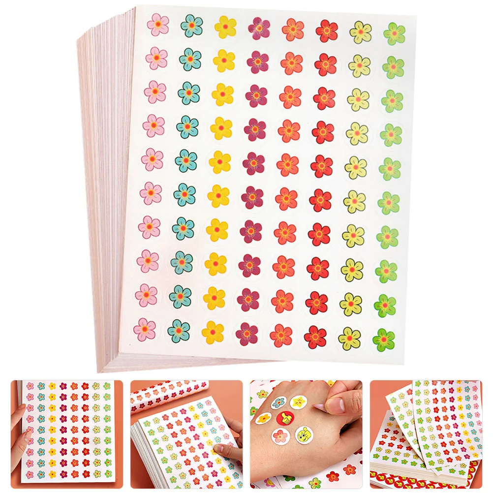 50 Sheets Flower Stickers Removable Self-Adhesive Decorative Teacher Reward Kids Scrapbook Craft Project Multi-Function Kids