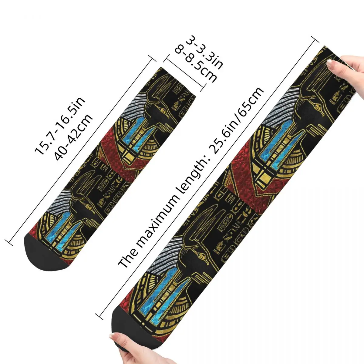 Funny Men's Socks Anubis Ornament Retro Egyptian Mythology Ancient Egypt Gods Atum Horus Osiris Crew Sock Gift Pattern Printed