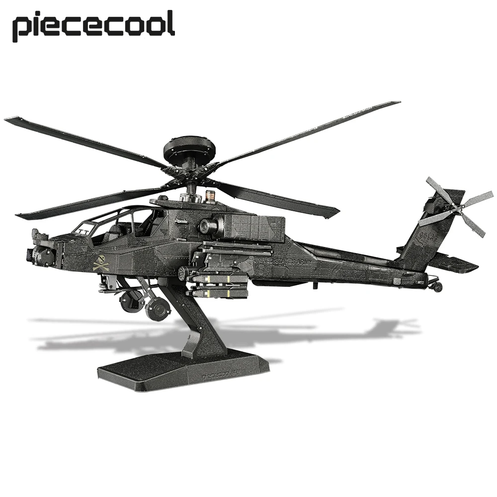 Piececool Model Building Kits AH-64 Apache Puzzle 3D Jigsaw DIY Toys for Brain Teaser Best Gifts for Birthday Christmas