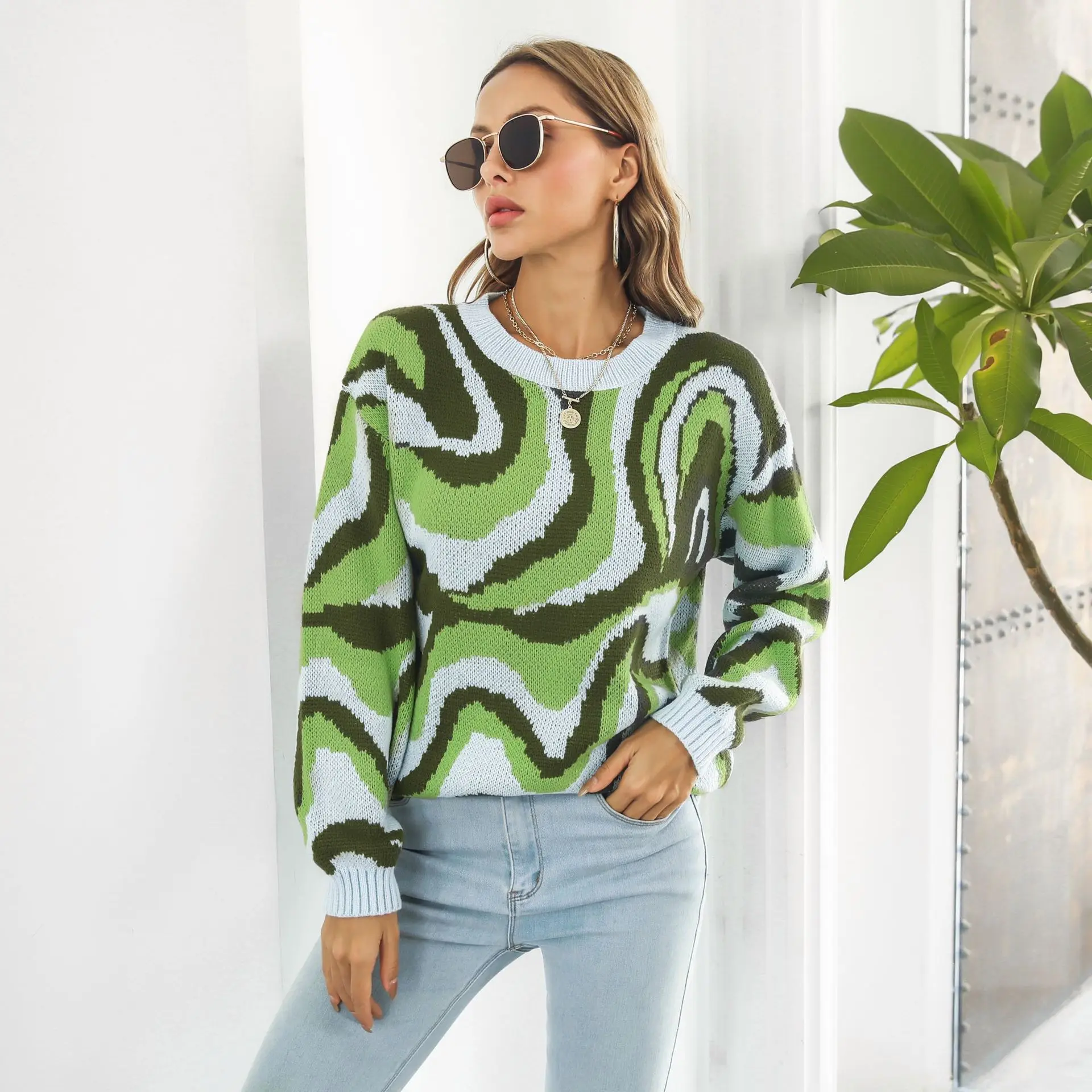 Frauen Lose Herbst Winter Lange Ärmeln Casual Europäischen Amerikanischen Gestrickte Pullover Tops Frauen Pullover klassi Ж Diego Y2k Diego Diego Diego