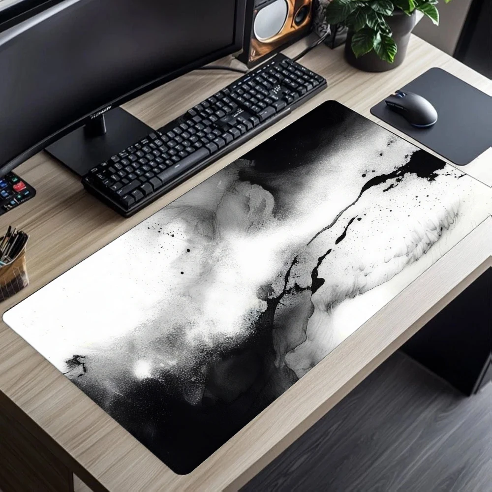 Abstract Red Black Mouse Pad XXL Large Gaming Desk Mat Liquid Art Design Non Slip Rubber Base for PC Gamer Setup