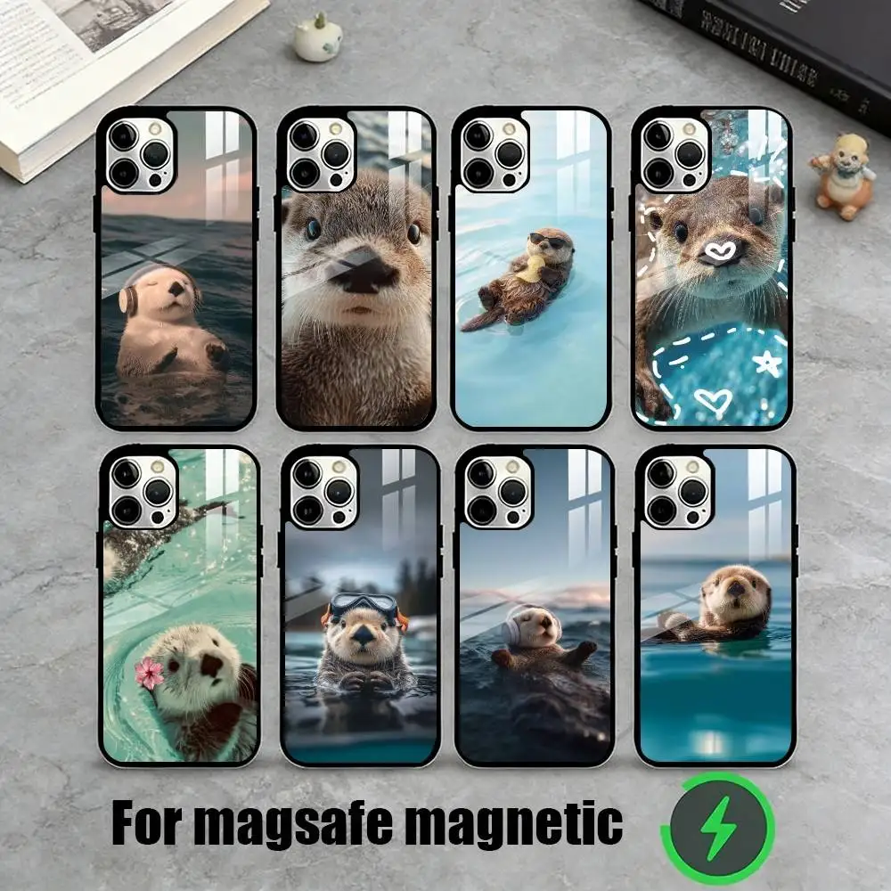 

Cute sea otter Minimalist Phone Case For iPhone17,16,15,14,13,12,11 Plus,Pro Magnetic with Magsafe Wireless Charging