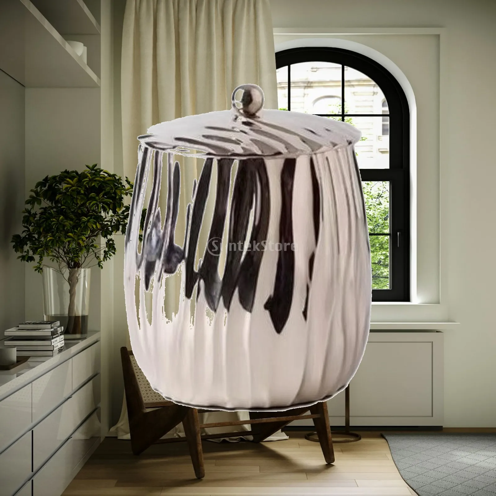 Aluminum Storage Jar Textured Storage Jar with Lid Bathroom Canister Decorative Modern for Vanity, Countertop