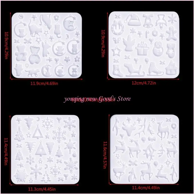 57QA 4 قطعة حلق عيد الميلاد الفني قالب من السيليكون عطلة عيد الميلاد مستوحاة من قوالب القرط السيليكون للمجوهرات الفريدة ذاتية #6