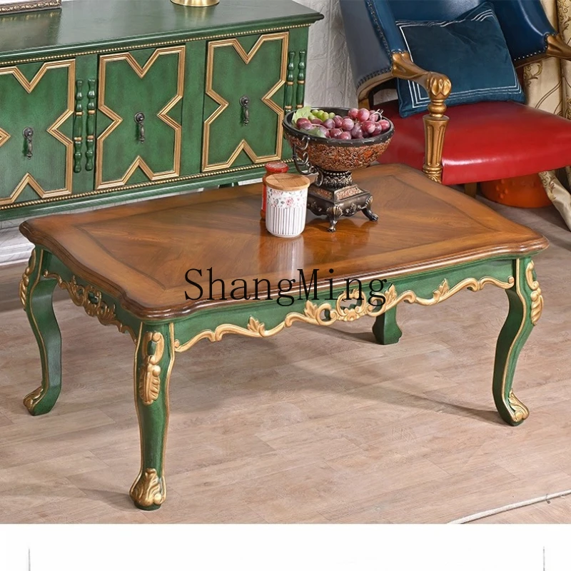 

SM home high-end living room coffee table combination solid wood retro complete set of furniture coffee table