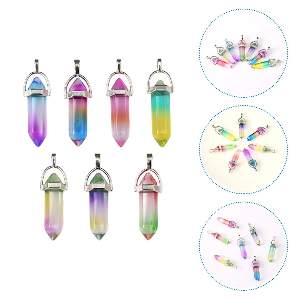 7 Pcs Double Pointed Hexagonal Column Crane DIY Pendant Jewelry Making Necklace Earrings Charms