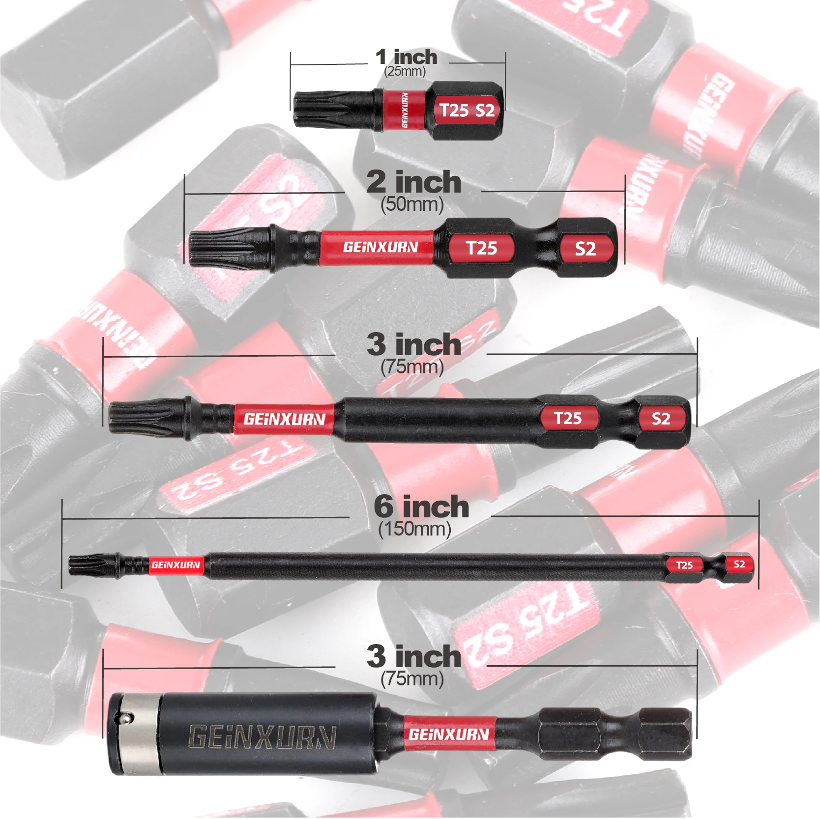 Geinxurn T25 Torx IMPACT screwdriver bit set, 1\