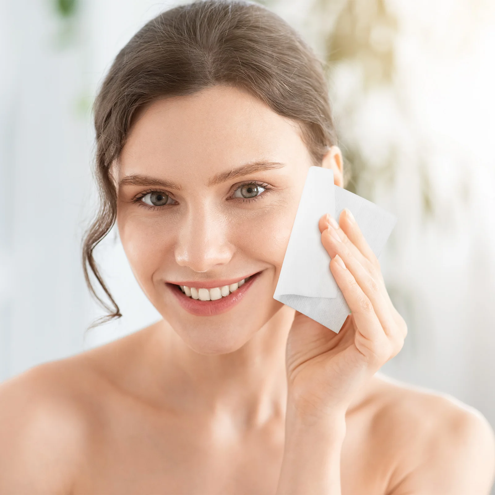 Tampons démaquillants jetables pour le visage, 100 pièces, feuilles de nettoyage du visage Non tissées, tampons en coton, lingettes de maquillage