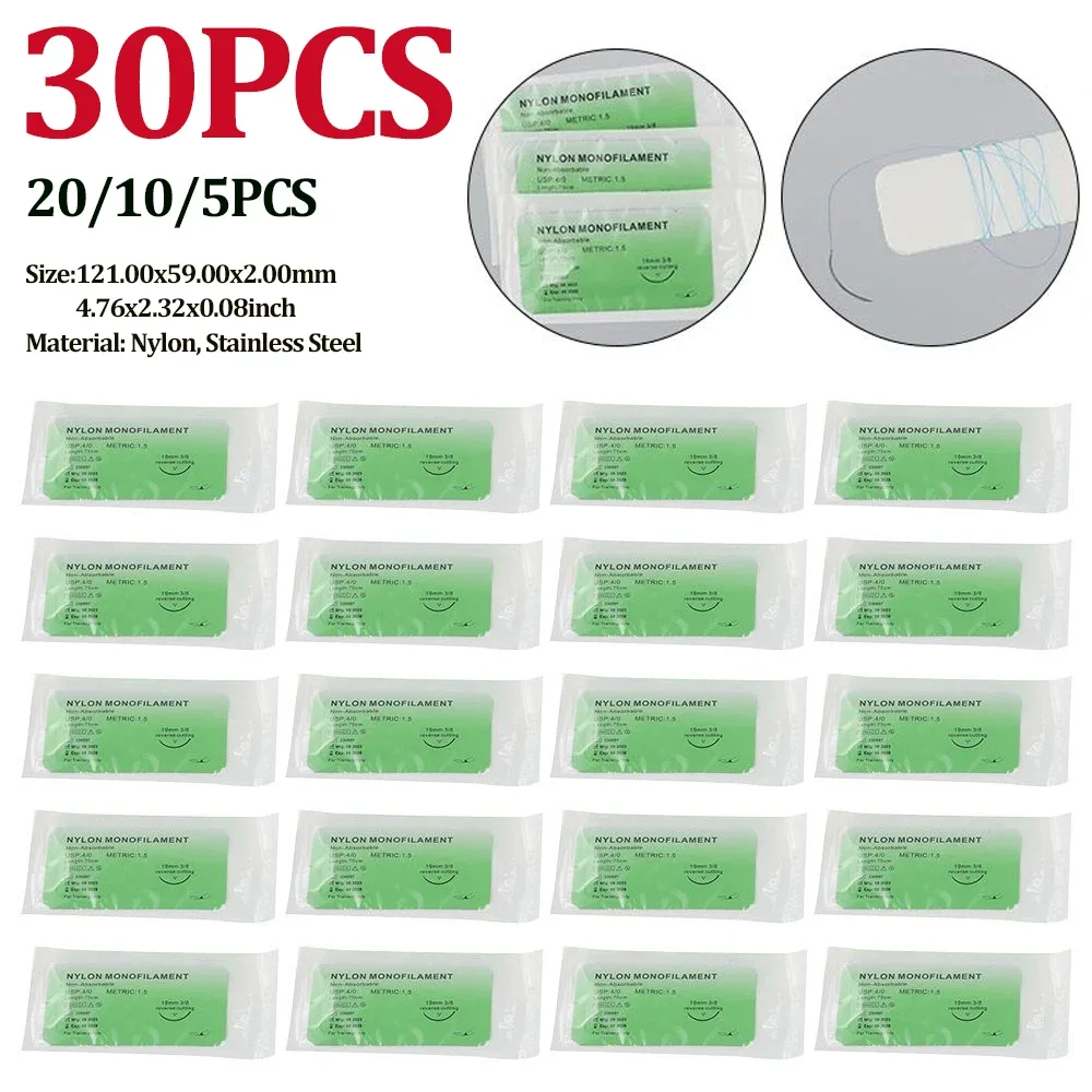 

1-30PCS 4/0 120CM Medical Surgical Suture Monofilament Needle Nylon Surgical Simulation Suture Thread Suture Teaching Exercises