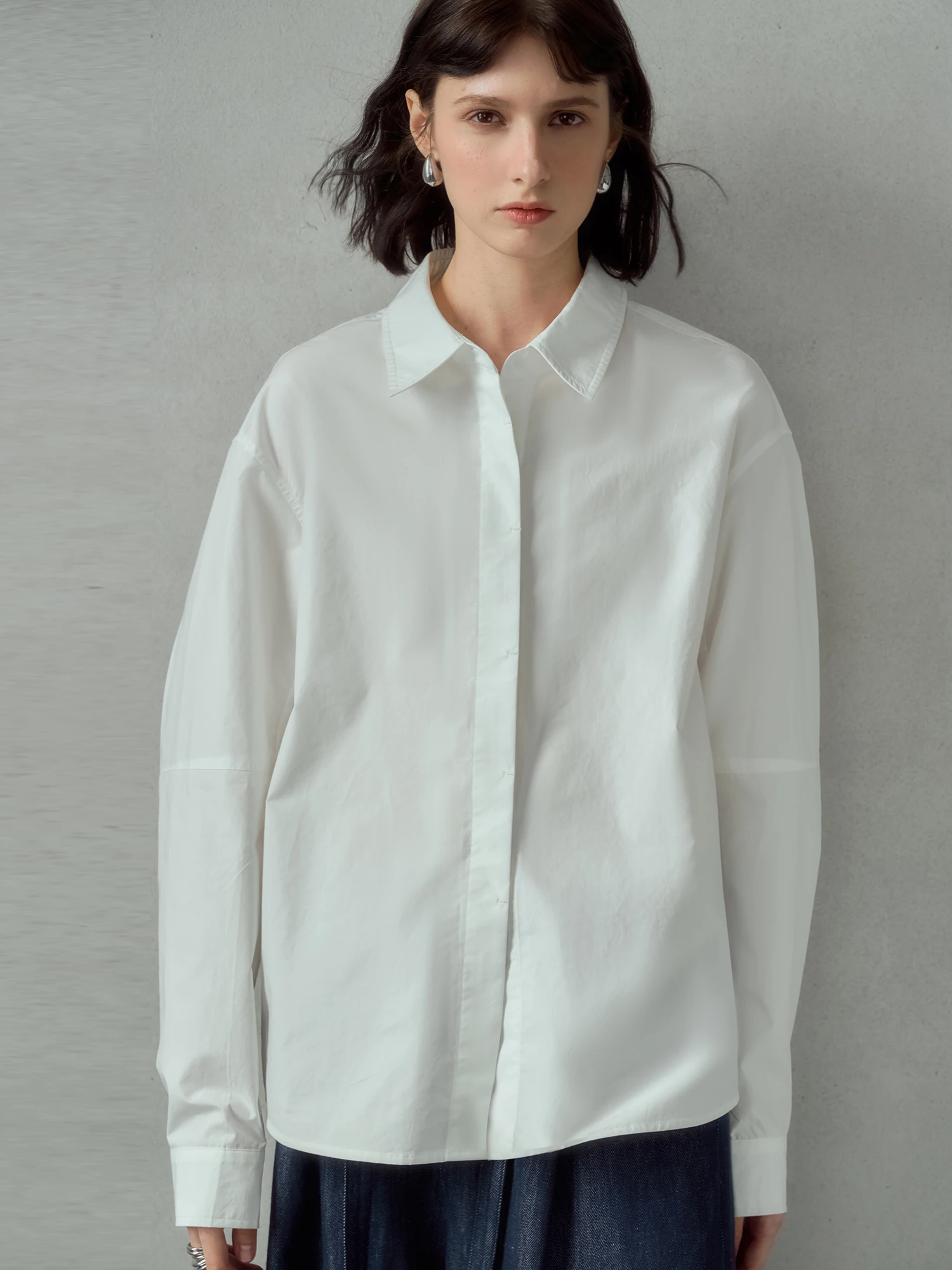 

White Pure Cotton Loose Women's Shirt Spring Autumn Professional Commute Outerwear Versatile Top Casual Office Style