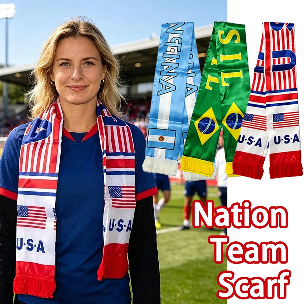 

Nation Team Scarf Ladies' / Men's Neckerchief with Tassels (United States, Brazil, Argentina) - World Match Themed