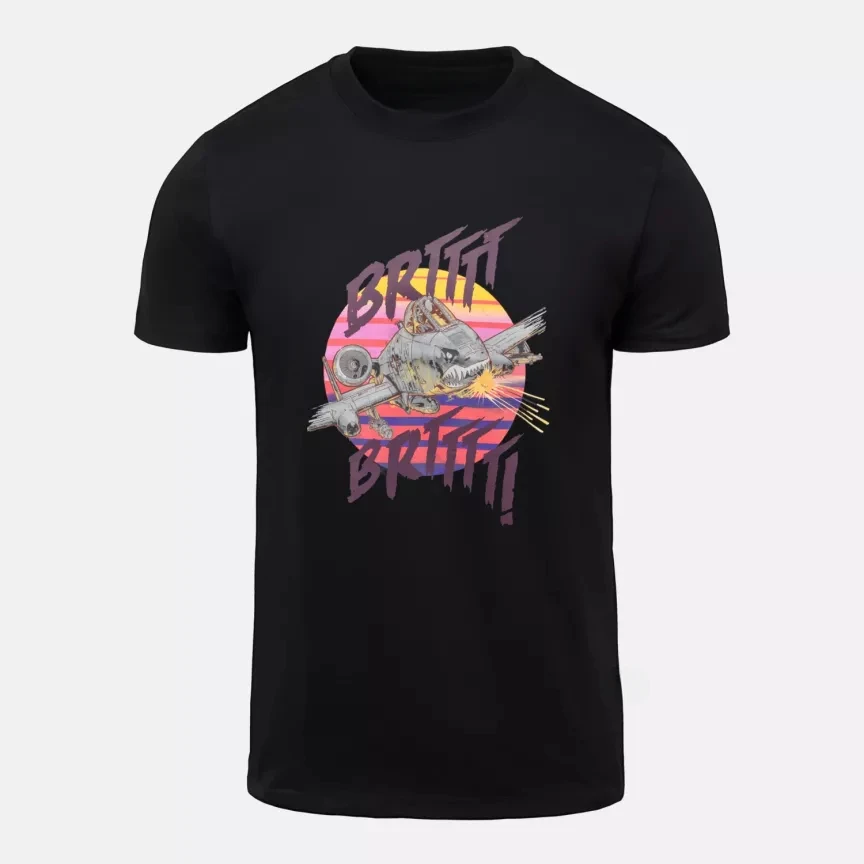 A‑10 Warthog Shark Mouth Jet Retro Sunset Military Training Tactics Brand Graphic Tee Cotton Mens Womens T-Shirt Outdoor Top