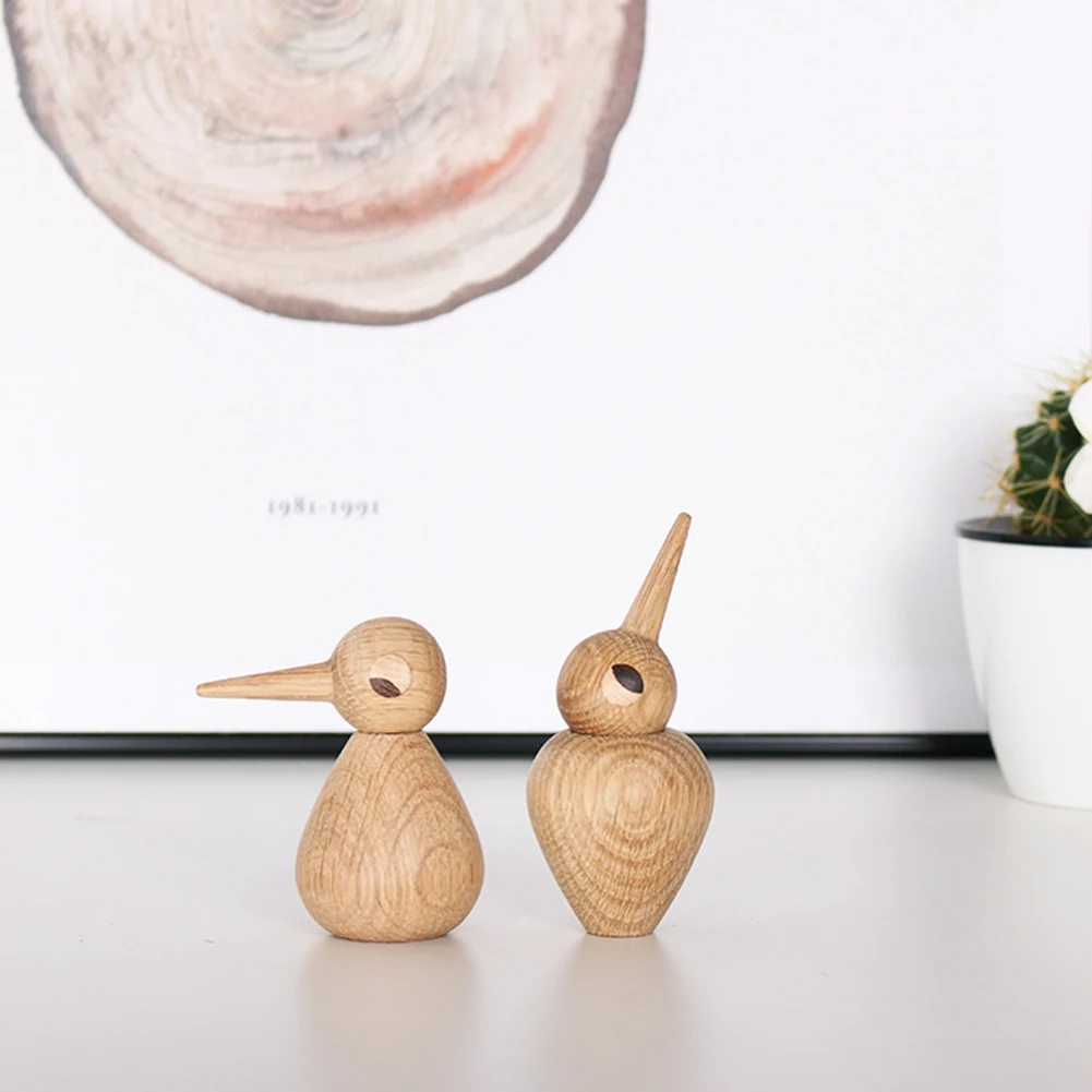 

Spiked-Billed Bird Creative Gift of Pure Handmade Solid Wood Decoration in Nordic Denmark Puppet Wood Carving Bird,A Rich