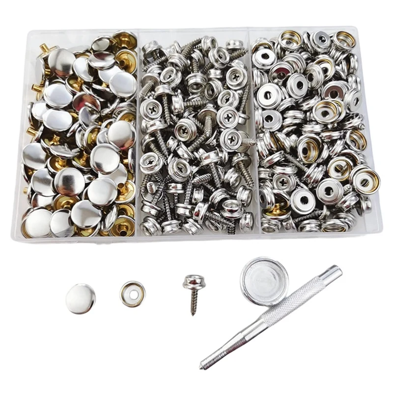 100Pcs 15Mm Boat Cover Canvas Stainless Steel Snap Fastener Clip Awning Button Rivet Marine Hardware Accessories