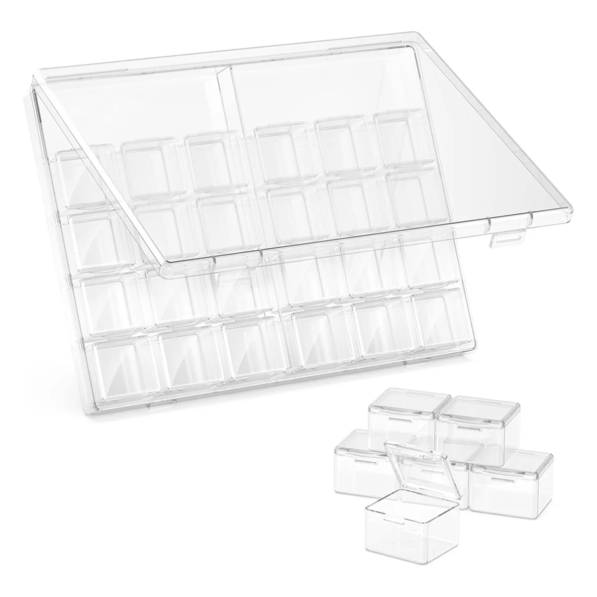 

Штабелируемые коробки для хранения с отделениями SNNE-r30 с крышками, мини-контейнеры для бусин, блесток, слизи, краски или семян,