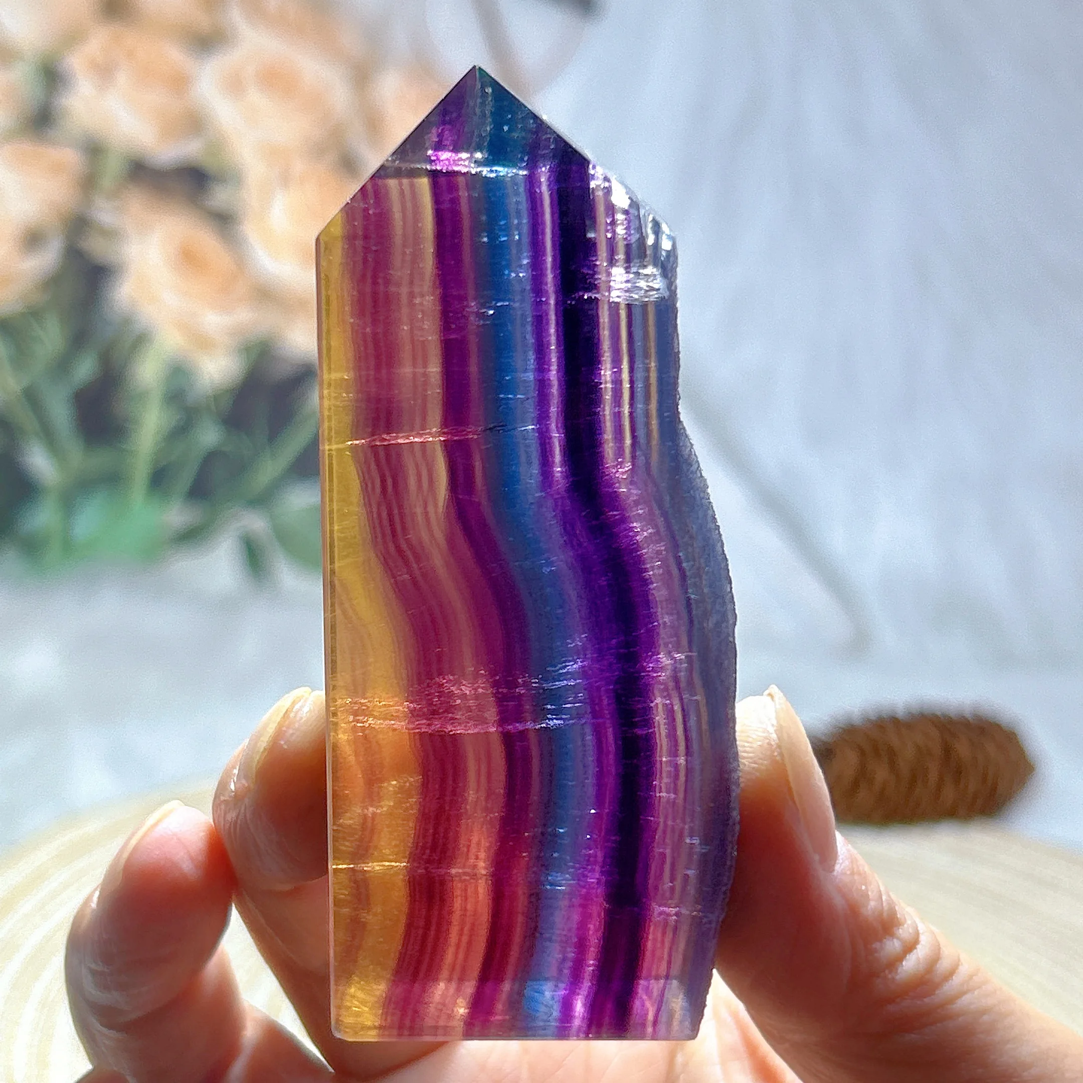 Healing Natural Crystals Candy Color Flourite Tower Druzy Raw Point Gemstones Crafts Desk Reiki Home Decorations Room Decor Gift