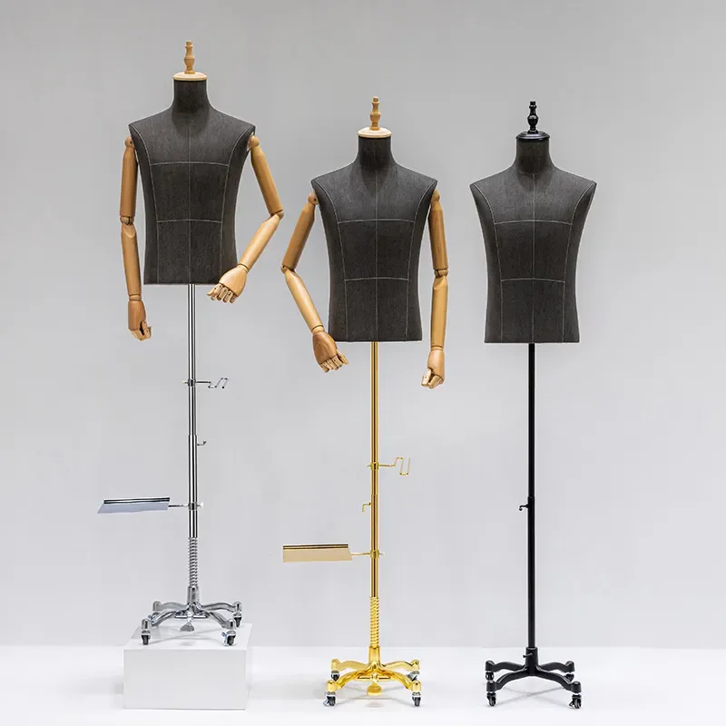 for Men's Clothing Store Universal Wheel Model Props Half Body Table Display Stand Suit Dress Full Body Mannequin