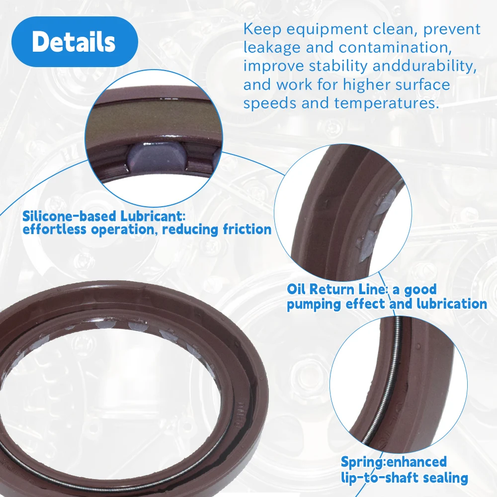 High Quality FKM Pressure Type Oil Seal BAFSL1SF 52*72*7/8 mm - Double Lip Oil Seal with Spring 