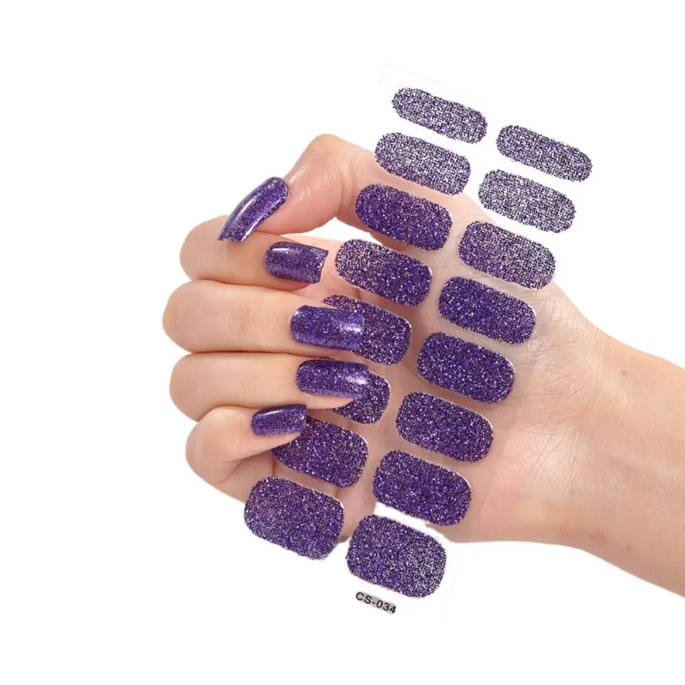 1Sheets Strips Gel Nail Stickers Glittering Sequins Gel Nail Polish Strips Simple Gel Full Nail Wraps for DIY NAil Art Making