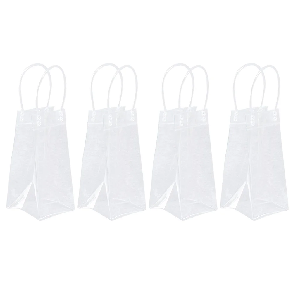 

4pcs Bags PVC Square Bottom Bottle Carrier Gifting Red Bottle Carrier Doggy Bag Bag Occasions Parties