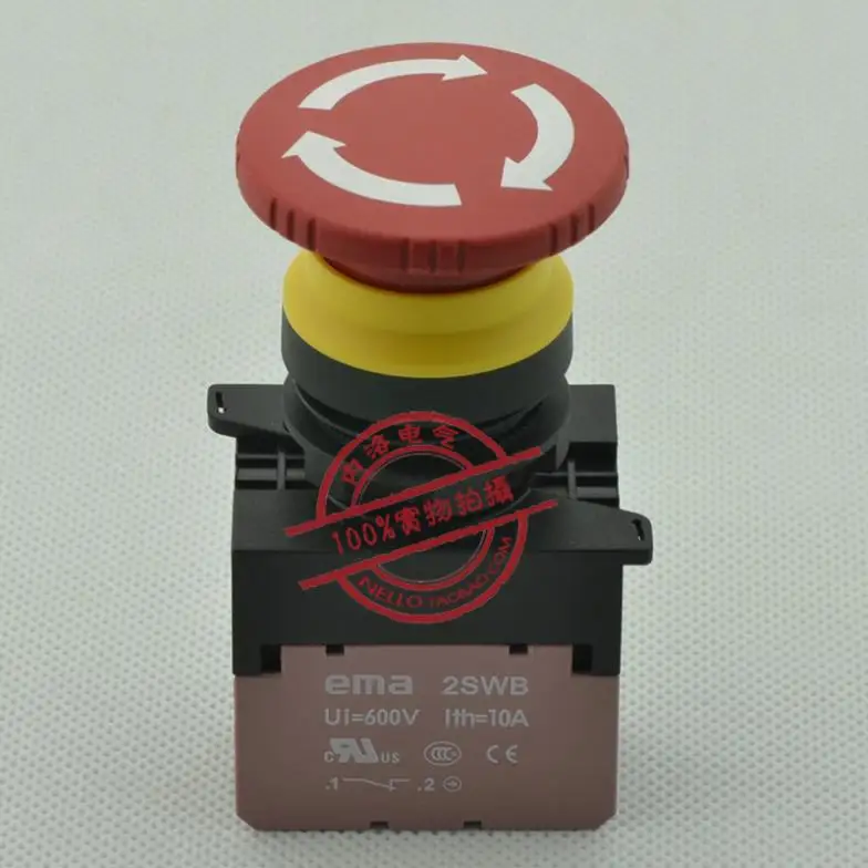 [ SA ]Imports EMA emergency stop button switch 22mm rotary reset E2R1R1B 1 NC contact--10PCS/LOT
