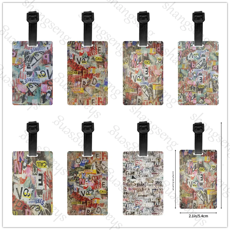 

1pcs Security Luggage Tag PVC Suitcase Label Business Card Holder/Travel Document Label Retro abstract graffiti