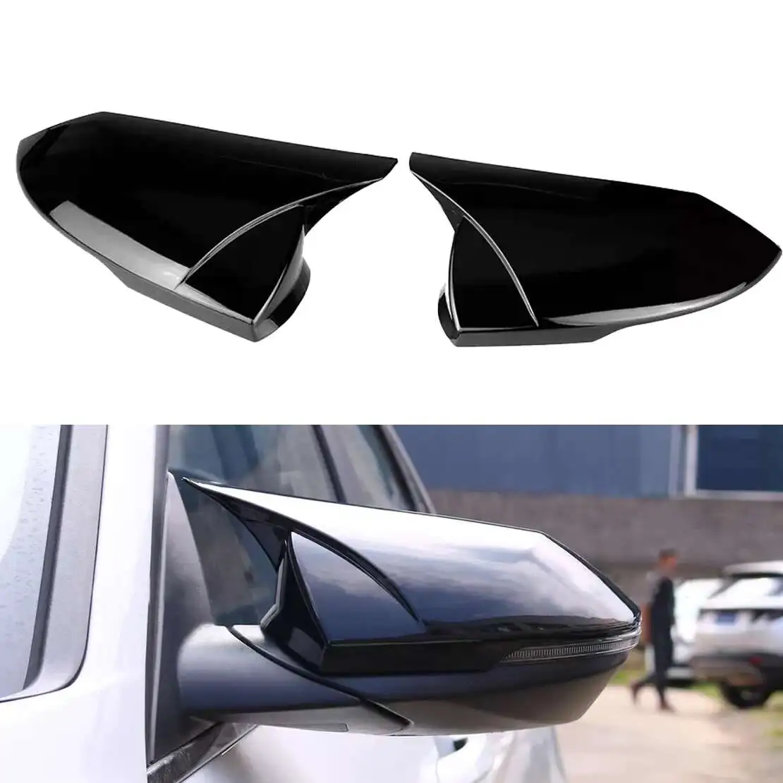 

1 Pair Glossy Black Side Rearview Mirror Cover Trim ABS Fit for Hyundai Elantra Facelift 2023-2024