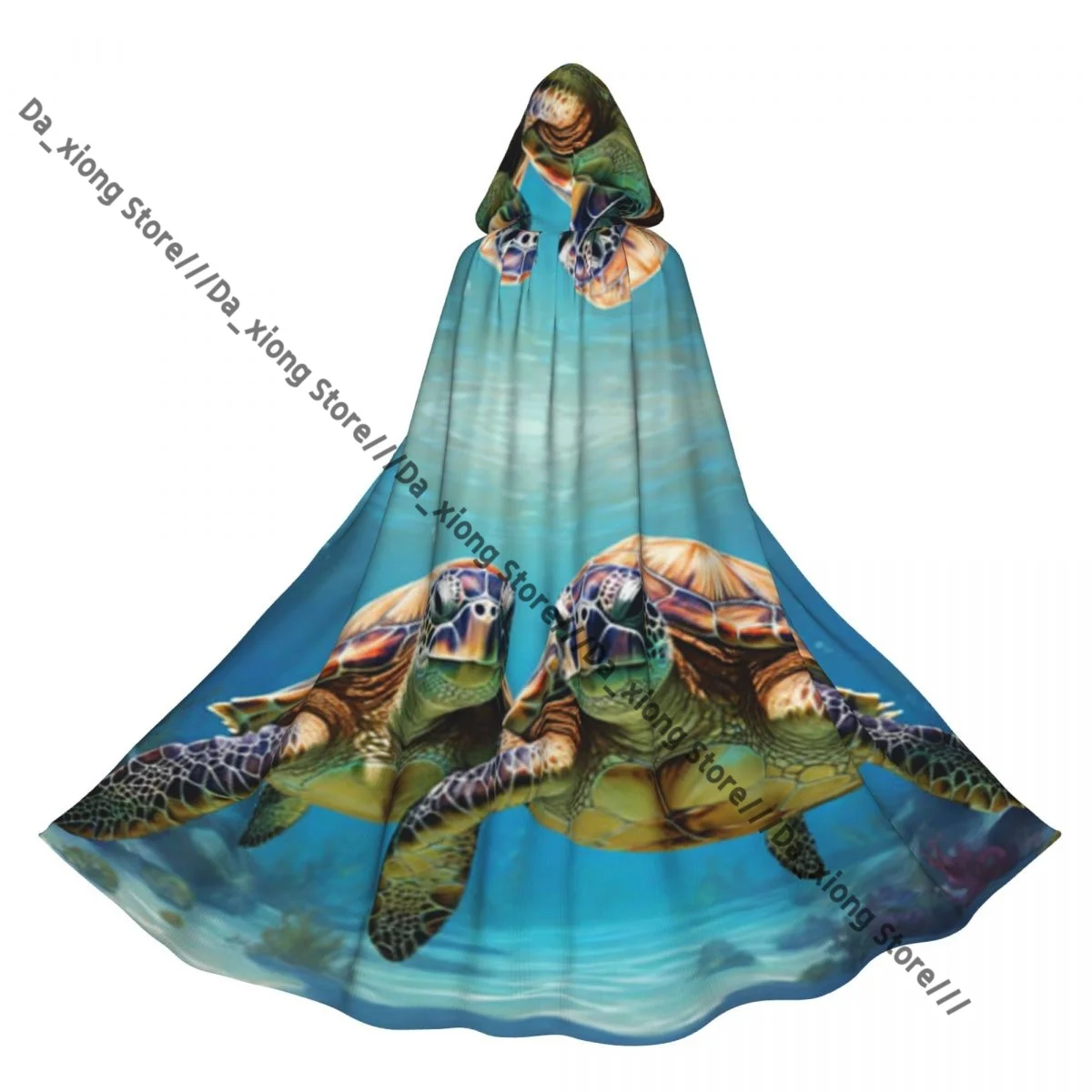 

Couple Of Turtles In Swimming Underwater Witch Cloak Halloween Cosplay Costume Adult Unisex Cloak Retro Ages Cape
