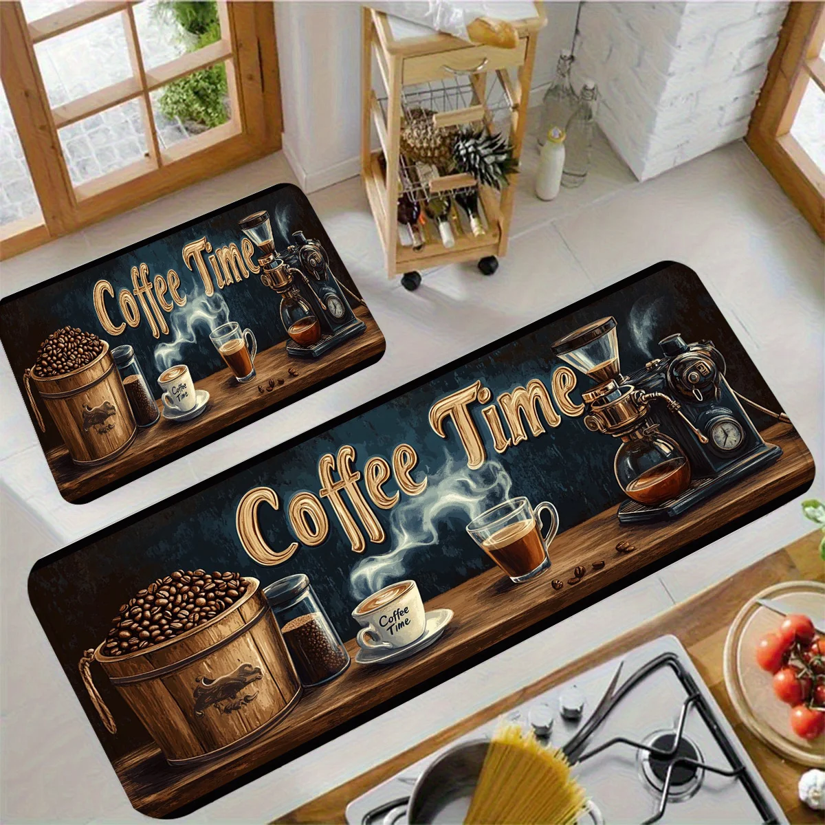 Commercial Printing Shop - พรมยาวลายแก้วกาแฟ พรมกันลื่นสำหรับร้านกาแฟ พรมสำหรับห้องครัว บาร์ ห้องนั่งเล่น ห้องรับประทานอาหาร