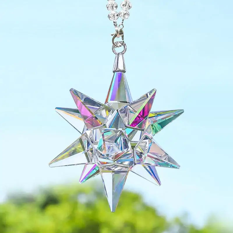 Transparent Crystal Snowflakes Car Pendant Decoration Ornaments Sun Catcher Snowflake Hanging Trim Accessories Christmas Gifts