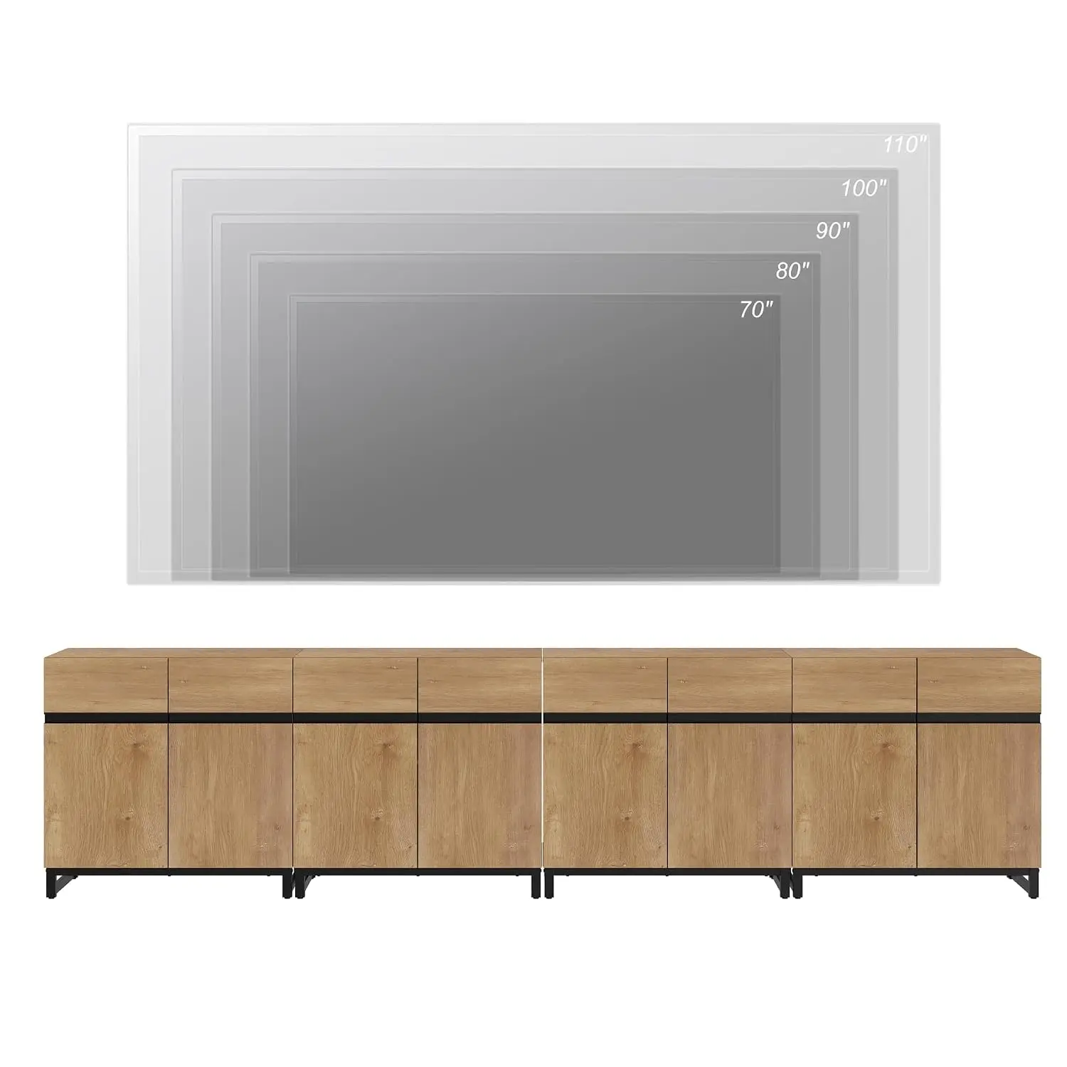 Modern TV Stand for 110 Inch TV 4-in-1 Wood Entertainment Center Adjustable Shelves Media Console Living Room Oak, Customized