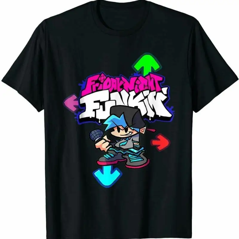 تي شيرت Friday Night Funkin Game Battle For Women Men Funny Tee Black، برقبة دائرية