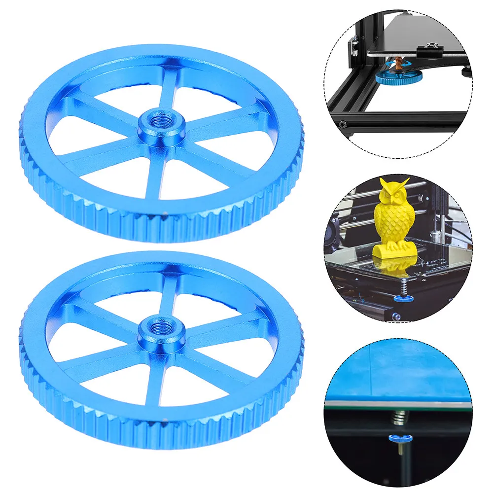 2Pcs High Precision Aluminum Leveling Screw Nuts Hand Twist Hot Bed Die Screws for 3D Printer Stability Quiet Operation