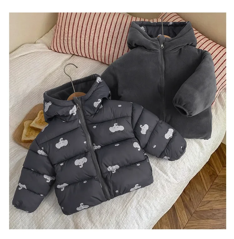 Baby Herbst-Winter-Stil Kinder-Baumwollkleidung Jacke mit Taschen Einfarbige Daunenjacke Kleinkind-Mantel Langarm Baby-Baumwollkleidung – Detail 9