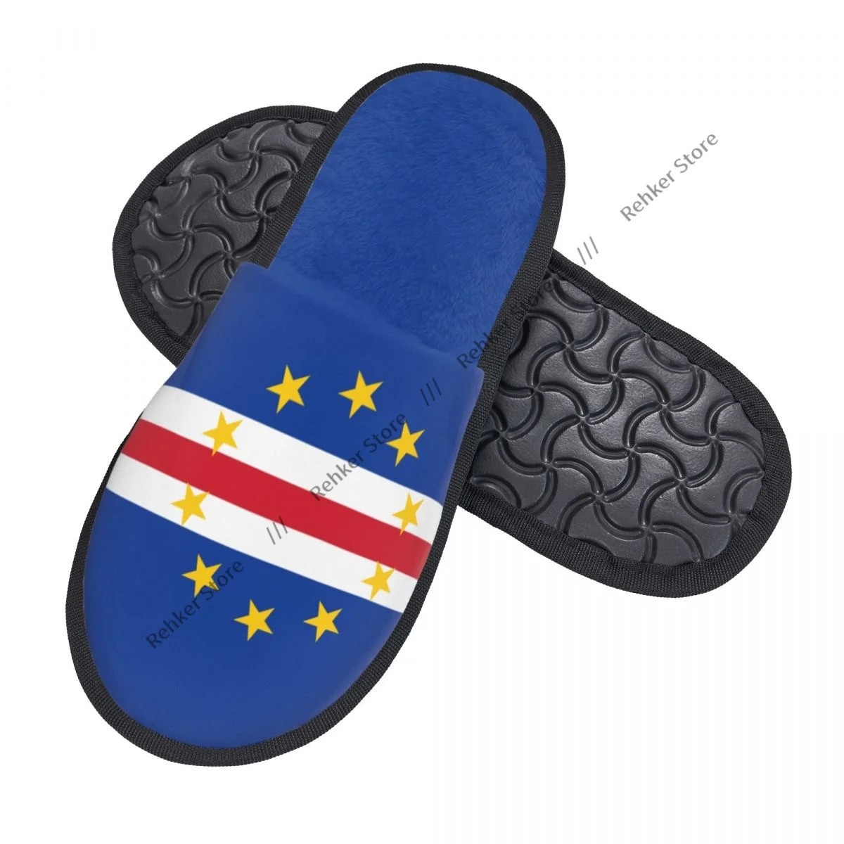 Winter Warm Women Men Plush Flat Indoor Slippers Cape Verde Flag Furry Home Non-slip Shoes