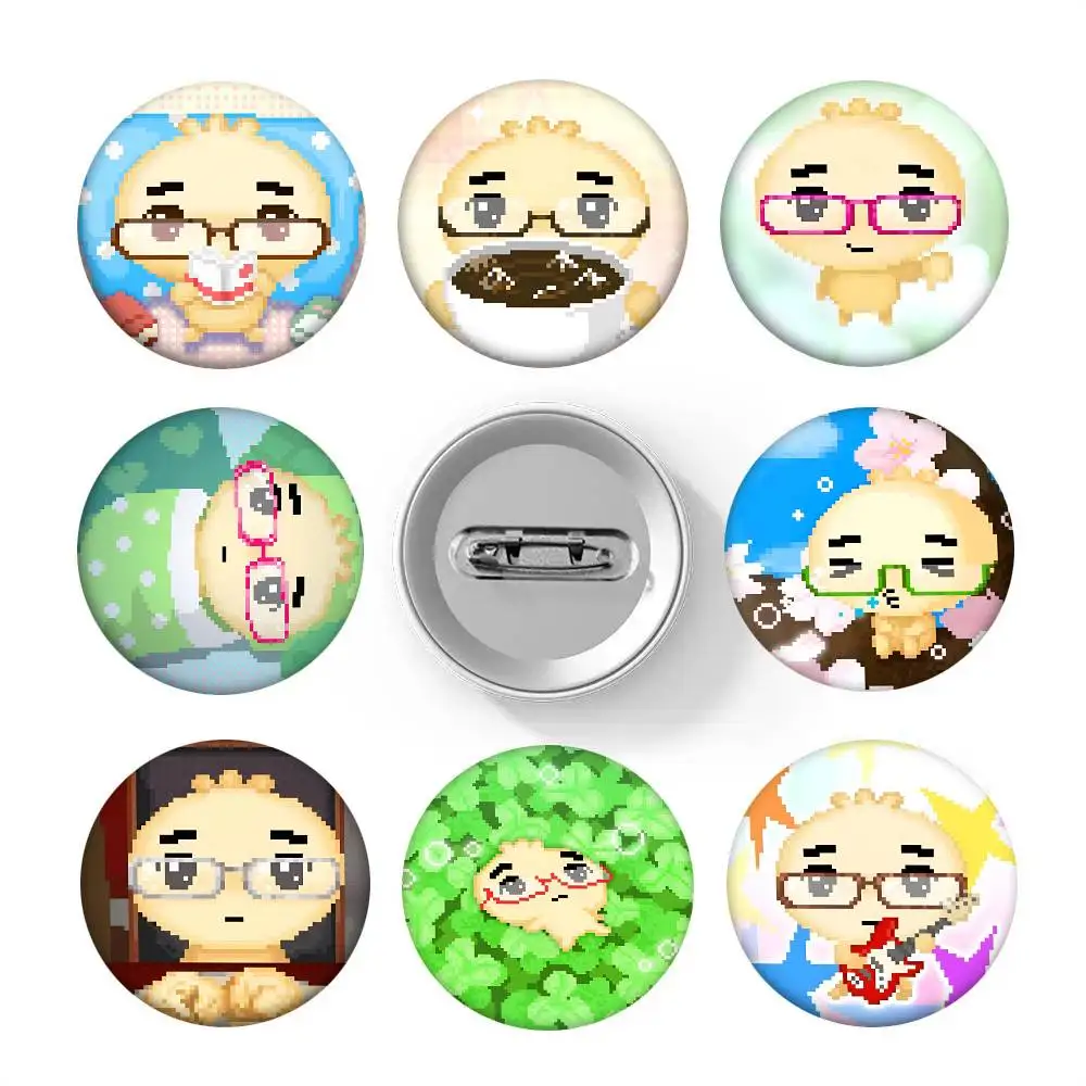 G-Glasses Dumpling Cute Round Badge Lapel Pin Backpack Clothing Jewelry Accessories Gift Brooch