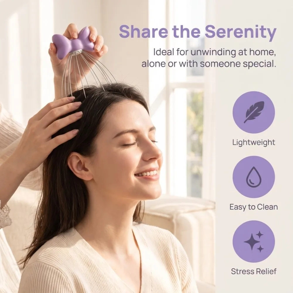 Portable Bow Octopus Head Massager Imitates Kneading Manual Massage Soul Extraction Massager Handle Grip Scalp Soothing