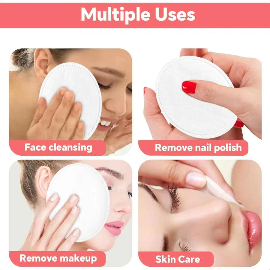وسادات قطنية بيضاوية كبيرة مكونة من 80 قطعة متعددة الطبقات من LintFree وسادات بيضاوية قطنية فائقة الجوانب لتنظيف وإزالة المكياج والحبر