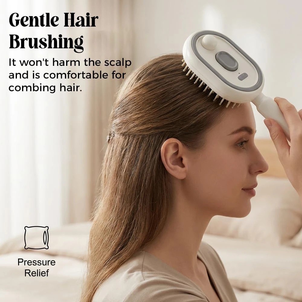 Hot Electric Spray Hair Brush 2-In-1 Misting Hair Brush with Water Spray Reduce Frizz Anti-Static Retractable Steam Massage Comb